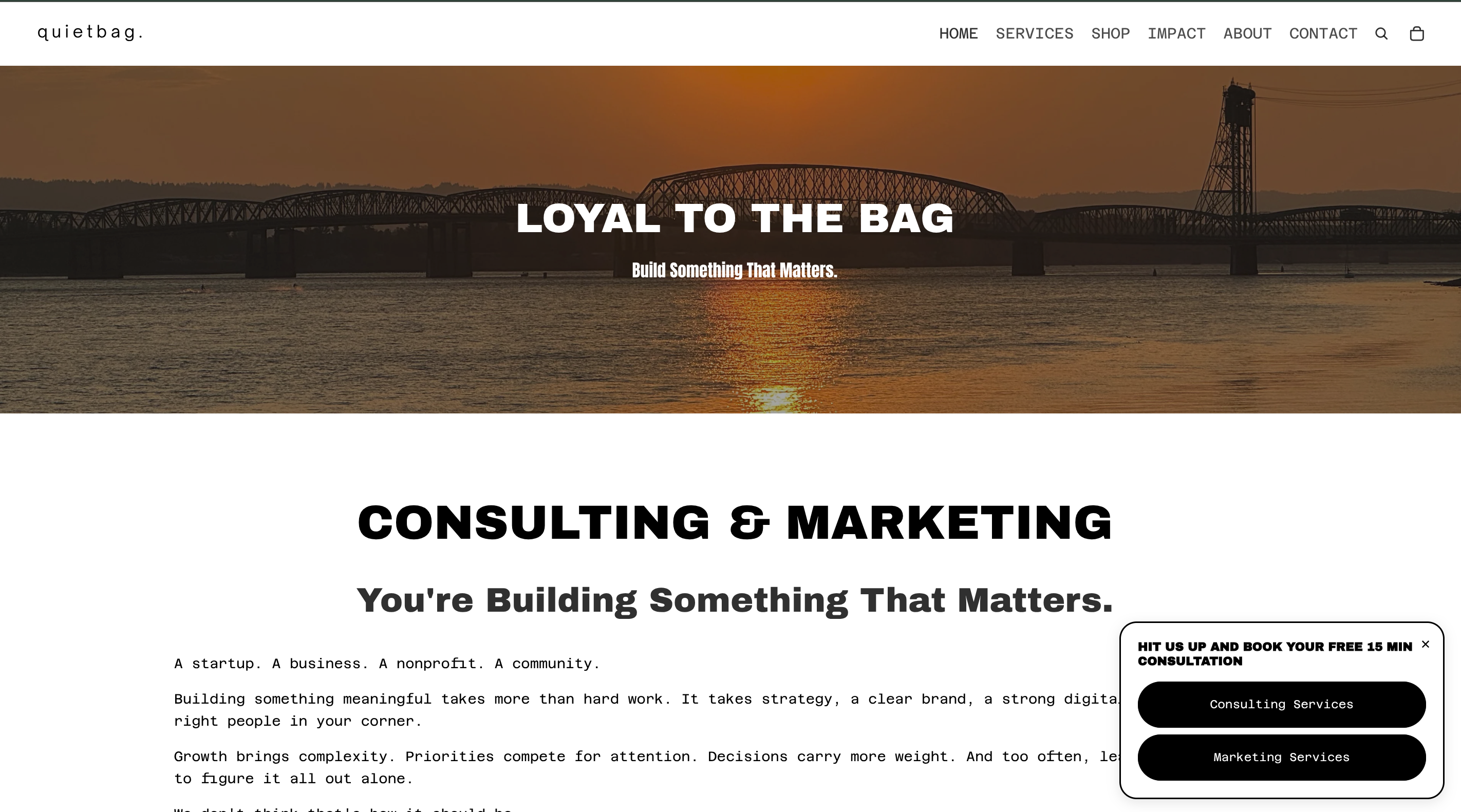 Captura del proyecto QuietBag Club desarrollado por Carlos Garzón Freelance